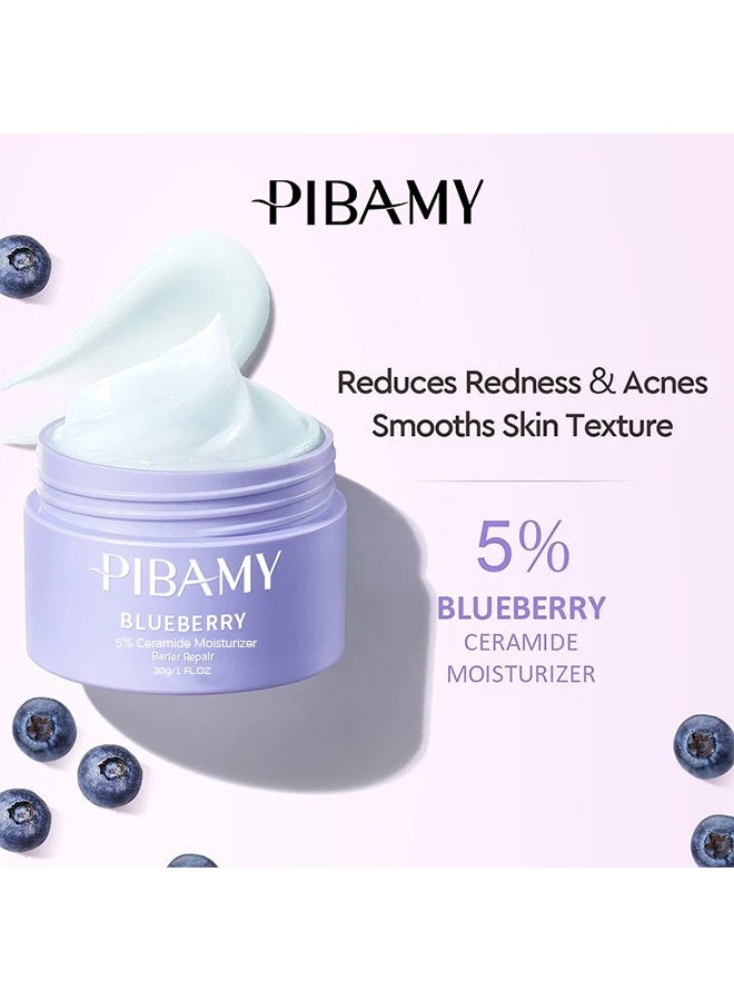 PIBAMY Blueberry 5% Ceramide Moisturizing Cream - Face Moisturizer with Fruit Extract & Hyaluronic Acid, Intense Hydration for Dry & Sensitive Skin, Vegan Formula - Image 4